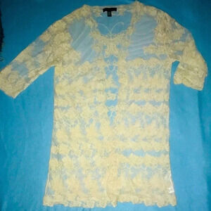 FOREVER 21 Crocheted lace butterfly floral cardigan kimono SZ one size fits all